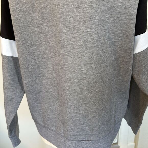 Express Gray Black Raglan Sweatshirt Large Cotton Blend Kangaroo Pocket - Picture 7 of 9
